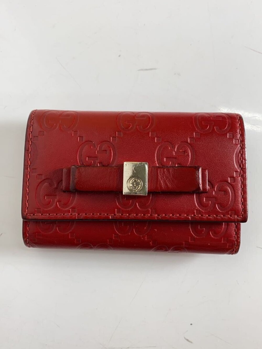 Gucci Key Case Wallet Leather RED All over